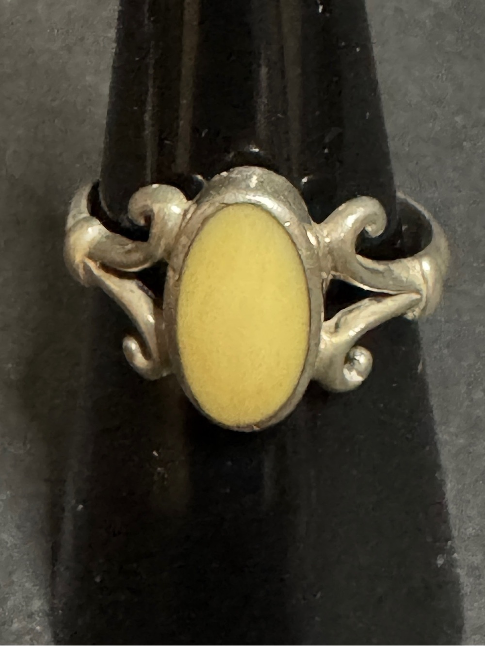 Sterling Silver Butterscotch Baltic Amber Scroll Ring